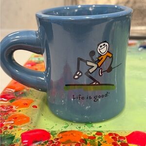 Life Is Good Blue Mug with Playful Golf Club
